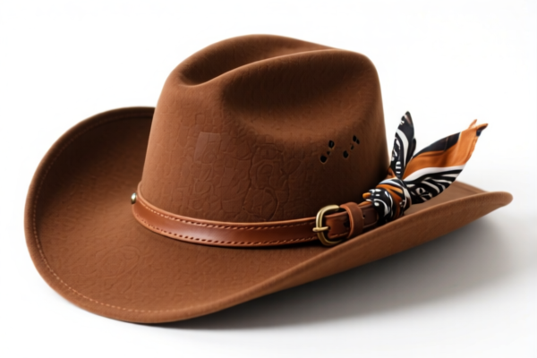 Brown Cowboy Hat with Leather Strap and Scarf Decoration