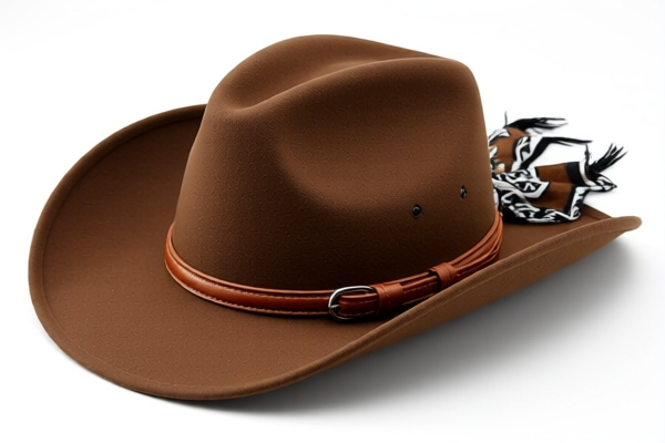 Brown Cowboy Hat with Leather Strap and Scarf Decoration