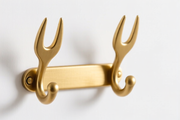 Double Forked Coat Hook in Gold