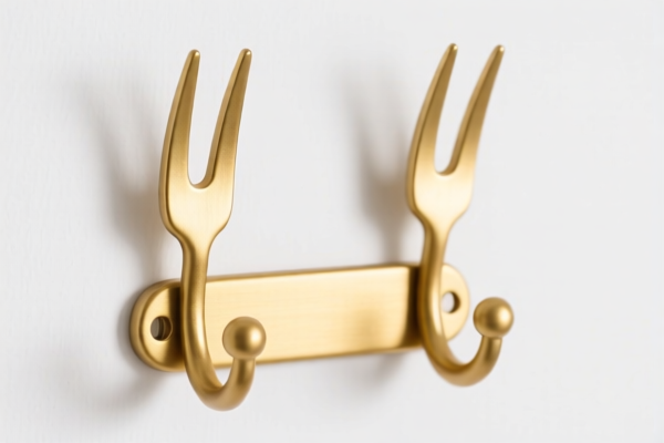 Double Forked Coat Hook in Gold