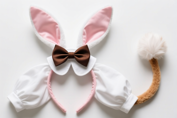 Rabbit Ears Headband with Bow Tie Collar and Rabbit Tail Sleeves