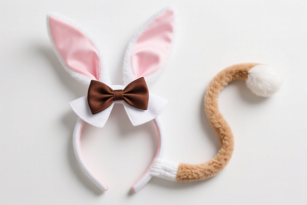 Rabbit Ears Headband with Bow Tie Collar and Rabbit Tail Sleeves