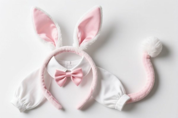 Rabbit Ears Headband with Bow Tie Collar and Rabbit Tail Sleeves